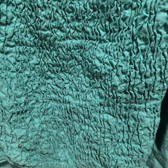 Sim & Sam ruched cropped Teal Puff Sleeve Top, size small, EUC, summer, colorful - Picture 3 of 8